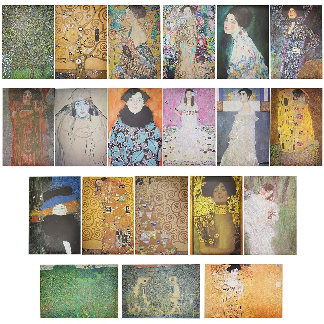 20 Packs Gustav Klimt Posters Wall Art Print Poster for Home Office Apartment Dorm Wall Decoration, 20 Designs, 13 x 19 inches